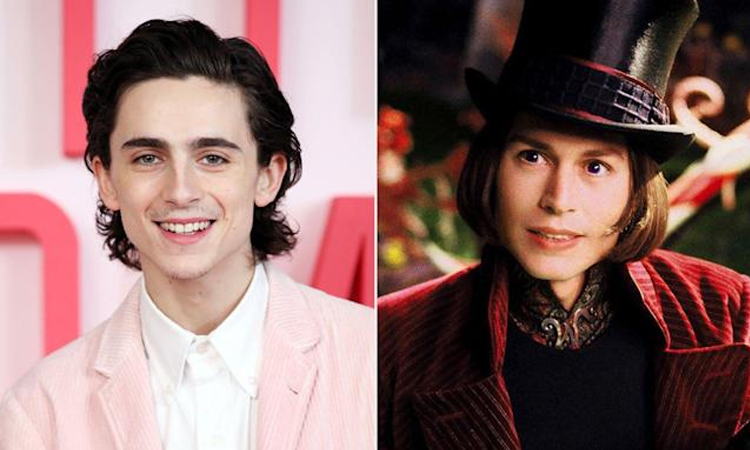 Timothée Chalamet (trái) và Johnny Depp trong vai Wonka. Ảnh: Warner Bros.